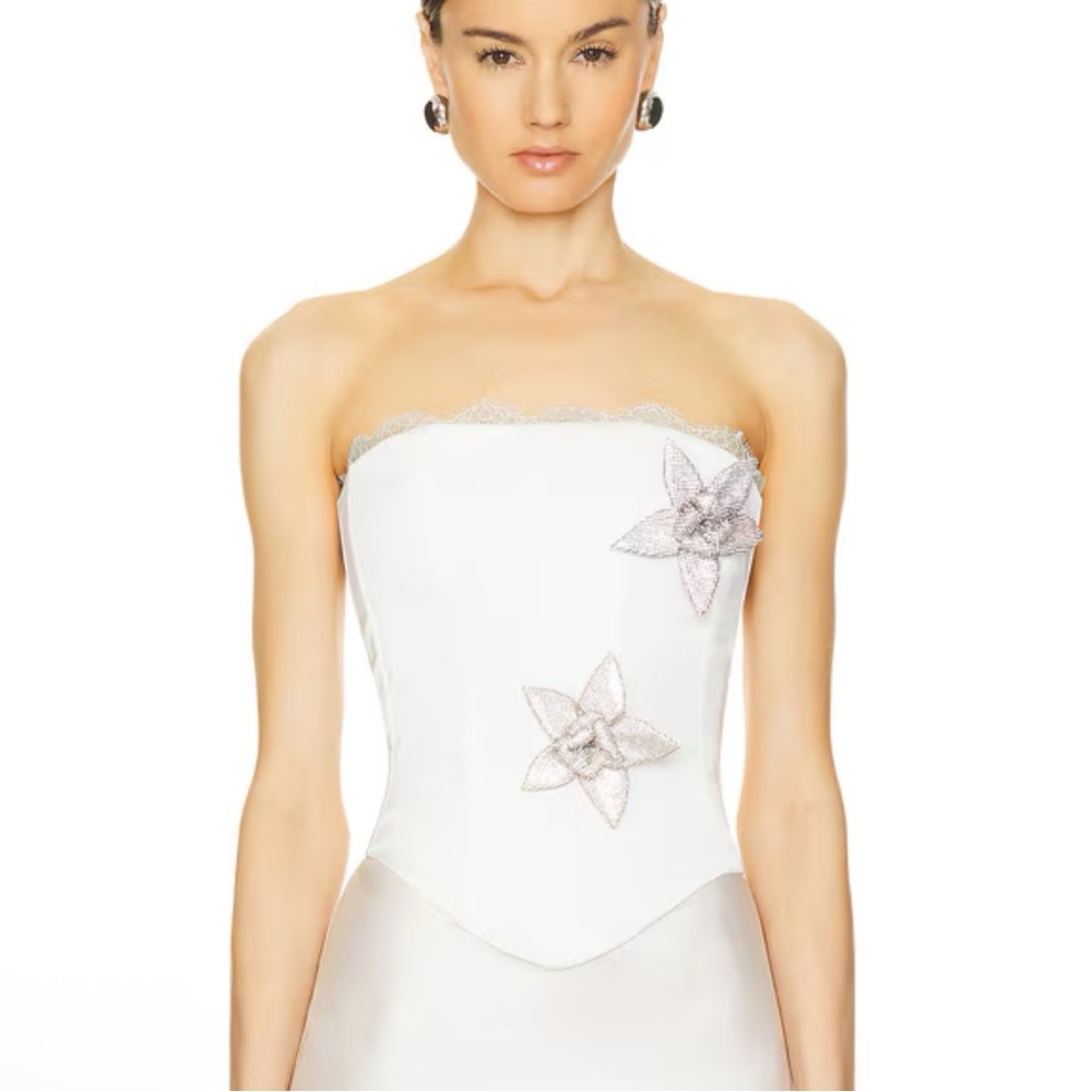 Santa Brands Flowers Corset in White Size L